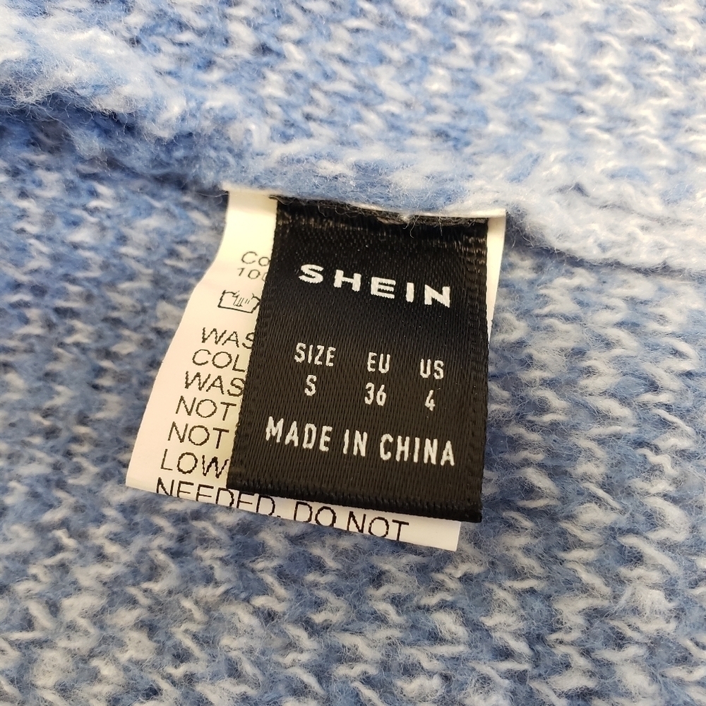 Shein Womens Hearts Blue Cardigan Sweater Knit Size Small - Picture 4 of 6